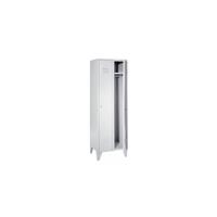 Wolf Stalen locker met kastpoten, compartimenten kasthoog, massieve deuren, compartimentbreedte 300 mm, 2 compartimenten, lichtgrijs