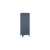 Wolf Stalen locker met kastpoten, compartimenten kasthoog, massieve deuren, compartimentbreedte 300 mm, 2 compartimenten, blauwgrijs