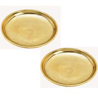 Bellatio 3x stuks ronde kaarsenborden/kaarsenplateaus goud van metaal 20 x 2 cm -