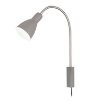 fischer&honsel Lolland Nachttischlampe, Schreibtischleuchte E27 Nickel (matt), Sandgrau