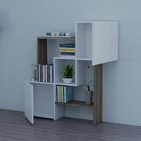 Homemania Bücherregal Lorenz 118,2x24x121,8 cm Weiß und Walnuss 