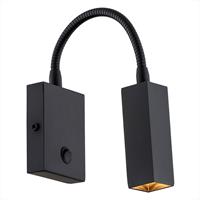 Euluna Wandlamp Raisio, flexibele arm, zwart