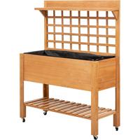 Outsunny verhoogd plantenbed, duurzame bloementafel, ideaal voor balkon en tuin, eenvoudig te monteren, 100 x 80 x 80 cm, houtkleur | Aosom.nl