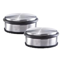 Set Van 2x Stuks Rvs Deurstoppers Rond 10 X 4,5 Cm - Deurstoppers 1,15 Kg