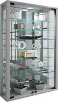 VCM Wandvitrine Sammelvitrine Glasvitrine Wand Vitrine Regal Schrank Glas Hängevitrine Vitrosa Mini Spiegel silber