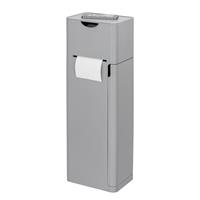 WENKO 6 in 1 Stand WC-Garnitur Imon Grau matt, integrierter Toilettenpapierhalter, WC-Bürstenhalter, Ersatzrollenhalter, Stauraumfächer und Ablage