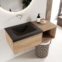 Mondiaz Bukla 100cm badmeubel met open module 40 Washed Oak met 1 lade wastafel Cloud links 0 kraangaten Urban