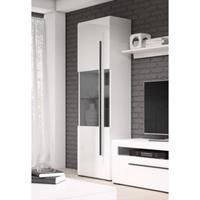 Yomonda Vitrine weiß modern TURDA-83 mit Absetzungen in schwarz, B/H/T: ca. 60/204/39 cm