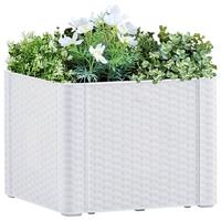 VidaXL Plantenbak Hoog Met Zelfbewateringssysteem 43x43x33 Cm Wit