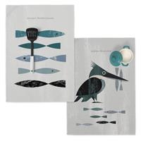 Happy Friday | Set van 2 theedoeken Kingfisher