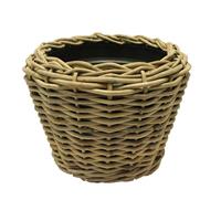 Van der Leeden Plantenbak Rotan Rond Xxl - (D) 83 X (H) 61 Cm - Grijs