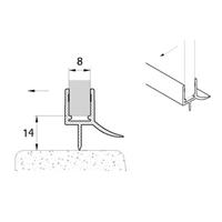 Sealskin afdichtprofiel TSS-001 1000 hg t.b.v. onderzijde draaideur en pendeldeur 6-8mm transparant