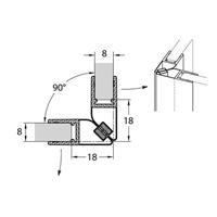 magneetprofiel TMS-001 2010 hg t.b.v. aanslagzijde 90 graden zijwand/draaideur 6-8mm transparant