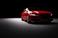 Fototapete »Rotes Auto im Rampenlicht«, samtig, samtig, Vliestapete, hochwertiger Digitaldruck