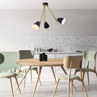 Naeve Leuchten Deckenlampe Triton, schwarz und gold, dreiflammig