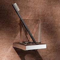Keuco Zahnputzbecher Edition 90 Square, Glashalter, chrom, Kristallglas klar, Glas mit Halter für Badezimmer, Zahnbürstenhalter, Zahnputzbecher, Wand-Montage