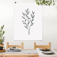 Bilderwelten Poster Blumen - Hochformat Zweige Line Art