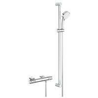 Grohe Grohtherm 1000 thermostatische opbouw douchemengkraan met glijstang en handdouche chroom 34835000