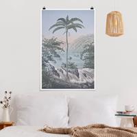 Bilderwelten Poster Vintage Illustration - Landschaft mit Palme
