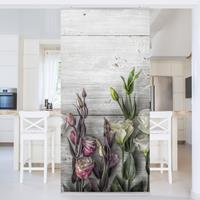 Bilderwelten Raumteiler Blumen Tulpen-Rose Shabby Holzoptik