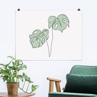 Bilderwelten Poster Blumen - Querformat Blätter Monstera Line Art