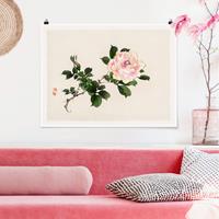 Bilderwelten Poster Asiatische Vintage Zeichnung Rosa Rose