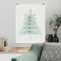 Bilderwelten Poster Blumen - Hochformat Zweig Geometrie Dreieck Line Art