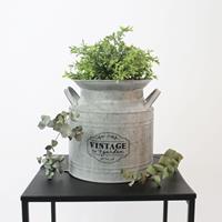 Decoratieve zinken melkbus vaas/container 21 x 22 cm voor droogbloemen/takken/kunstbloemen of als decoratie