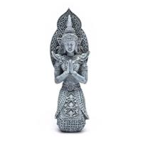 Spiru Thaise Boeddha Beeld Biddend Grijs - 21 cm