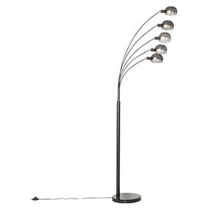 QAZQA Design Stehlampe schwarz mit Rauchglas 5-flammig - Sixties Marmo