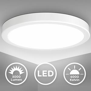 B.K.LICHT LED Deckenlampe Deckenleuchte weiß Wohnzimmerlampe Flurleuchte 24W Warmweiß IP20