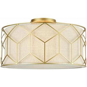 MAYTONI DECORATIVE LIGHTING Klassische Deckenleuchte, Stoffschirm weiß, Metallrahmen gold, excl. 3 X E27 (60W)