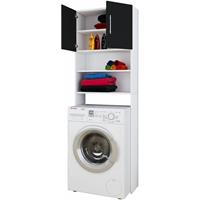 Hioshop Jutas badkamerkast voor wasmachine, zwart, wit.