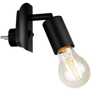 Briloner Stopcontactlamp Batita Retro, IP20, zwart