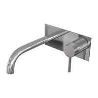 Brauer Chrome Carving inbouw wastafelmengkraan met gebogen uitloop en afdekplaat model A1 chroom