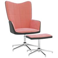 vidaXL Relaxstoel met voetenbank fluweel en PVC roze