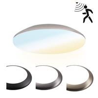 HOFTRONIC™ LED Plafondlamp/Plafonniere met Sensor 12W Lichtkleur instelbaar - 1300lm - IK10 - Ø25 cm - Chroom - IP65