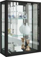 VCM Wandvitrine Sammelvitrine Glasvitrine Wand Vitrine Regal Schrank Glas Hängevitrine Udina Spiegel schwarz