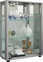 VCM Sammelvitrine Standvitrine Glasvitrine Glasregal Vitrine Glas Schaukasten Sintalo Spiegel silber