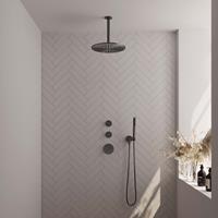 Brauer Gunmetal Edition thermostatische inbouw doucheset - geborsteld Gunmetal PVD - hoofddouche 30cm - plafondsteun - staafhanddouche