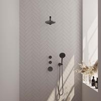 Brauer Gunmetal Edition thermostatische inbouw doucheset - geborsteld gunmetal PVD - hoofddouche 20cm - wandarm - ronde handdouche