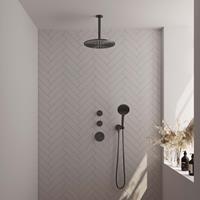 Brauer Gunmetal Edition thermostatische inbouw doucheset - geborsteld gunmetal PVD - hoofddouche 30cm - plafondsteun - ronde handdouche