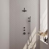 Brauer Gunmetal Edition thermostatische inbouw doucheset - geborsteld gunmetal PVD - hoofddouche 20cm - wandarm - staafhanddouche - met glijstang