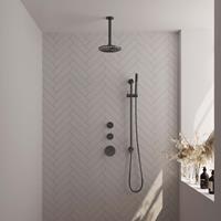 Brauer Gunmetal Edition thermostatische inbouw doucheset - geborsteld gunmetal PVD - hoofddouche 20cm - plafondsteun - staafhanddouche - met glijstang