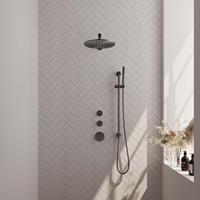 Brauer Gunmetal Edition thermostatische inbouw doucheset - geborsteld gunmetal PVD - hoofddouche 30cm - wandarm - staafhanddouche - met glijstang