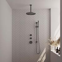 Brauer Gunmetal Edition thermostatische inbouw doucheset - geborsteld gunmetal PVD - hoofddouche 30cm - plafondsteun - staafhanddouche - met glijstang