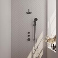 Brauer Gunmetal Edition thermostatische inbouw doucheset - geborsteld gunmetal PVD - hoofddouche 20cm - wandarm - ronde handdouche - met glijstang