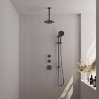 Brauer Gunmetal Edition thermostatische inbouw doucheset - geborsteld gunmetal PVD - hoofddouche 20cm - plafondsteun - ronde handdouche - met glijstang