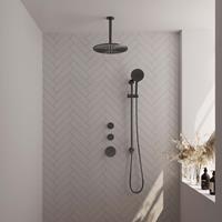 Brauer Gunmetal Edition thermostatische inbouw doucheset - geborsteld gunmetal PVD - hoofddouche 30cm - plafondsteun - ronde handdouche - met glijstang