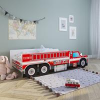 Kids Collective Autobett »Kinderbett Feuerwehr in 70x140 und 80x160 cm«, mit Lattenrost und Rausfallschutz, optional mit Matratze, 160x80